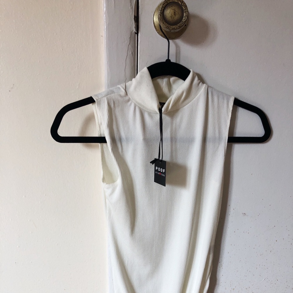 White ribbed high neck bodysuit NWT